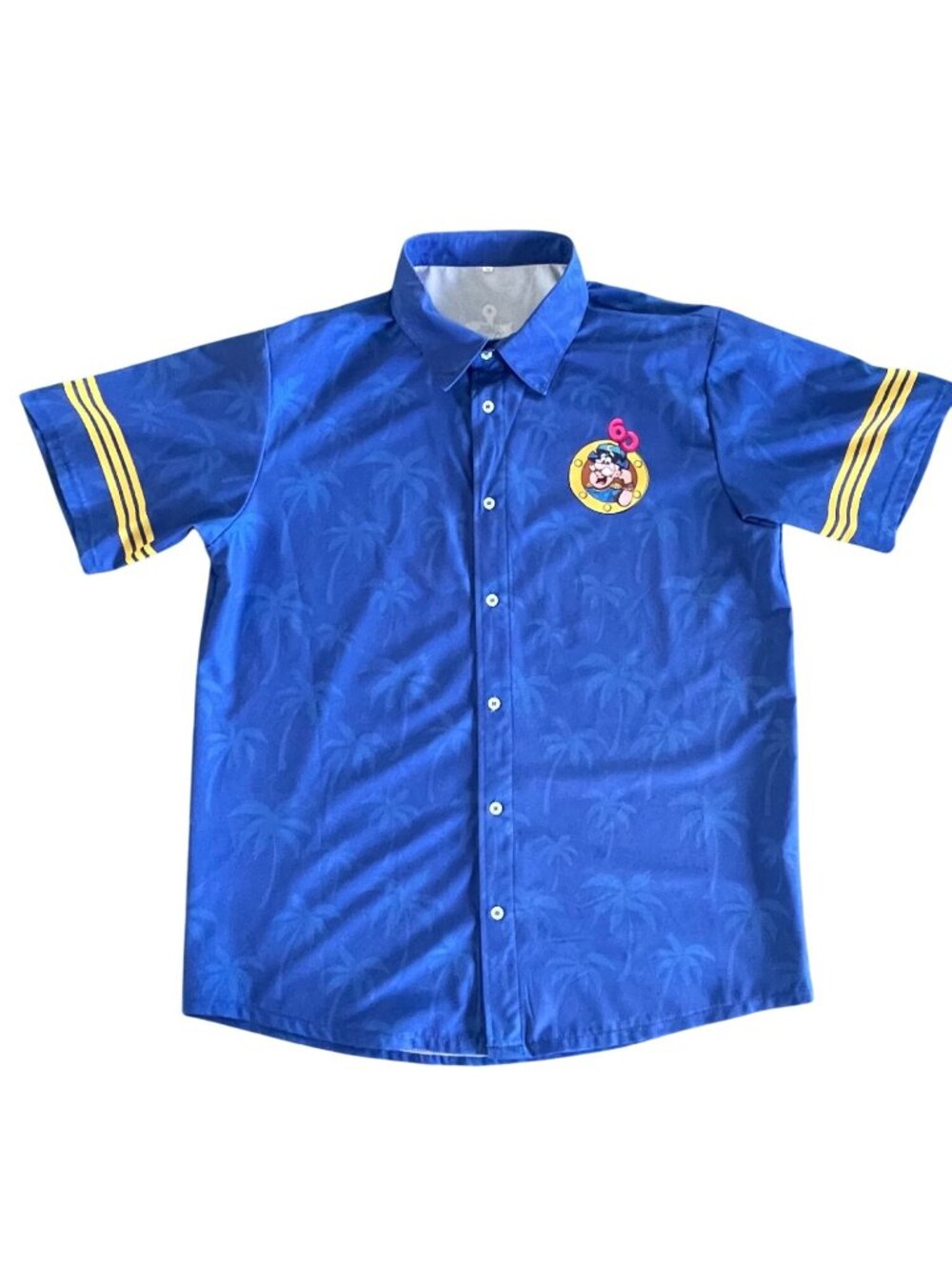 Rare Cap’n Crunch 60th Anniversary Blue Button-Up Shirt With Palm Tree Print